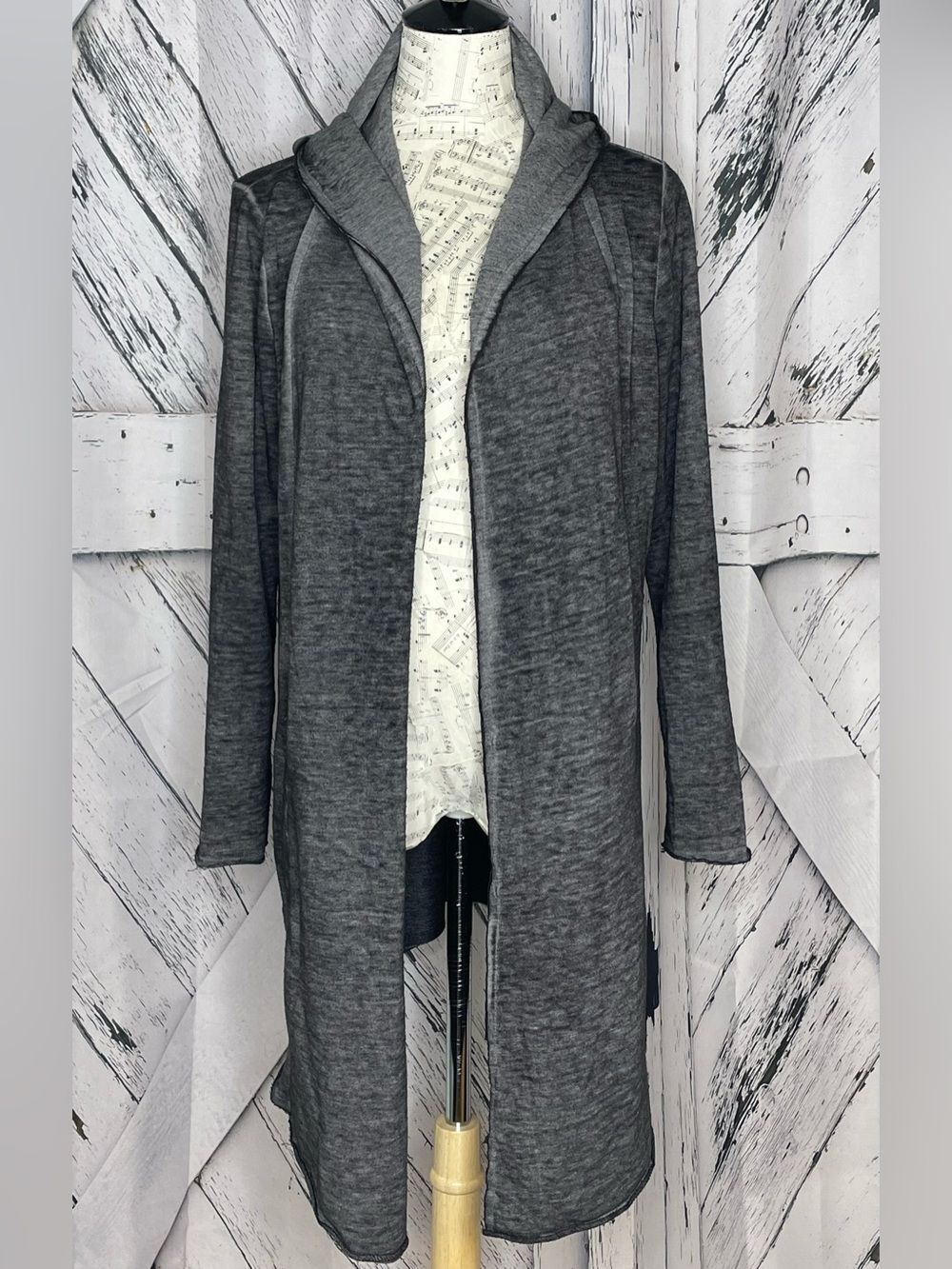 H&M Divided Open-Front Hoodie Burn-Out Gray M